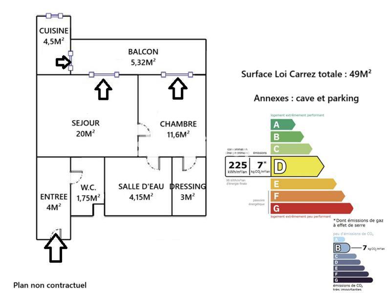 Appartement - 49 m² - 2 pièces