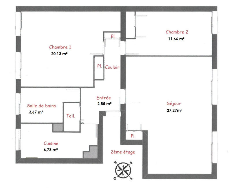 Appartement - 80 m² - 5 pièces
