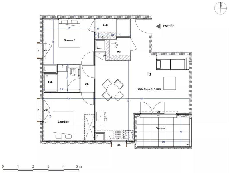 Appartement - 60 m² - 3 pièces