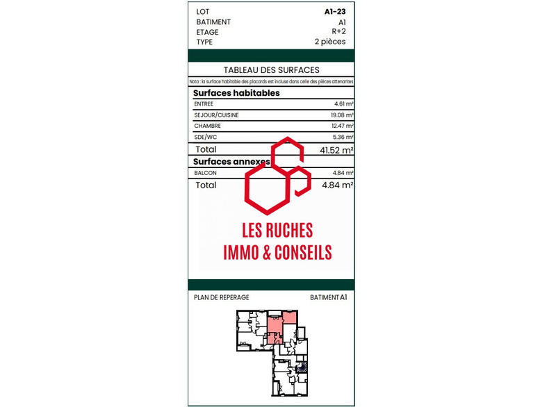 Appartement - 42 m² - 2 pièces