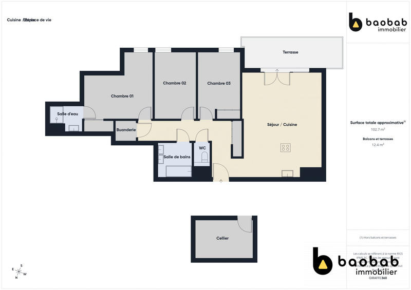 Appartement - 94 m² - 4 pièces