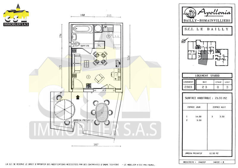 Appartement - 20 m² - 1 pièce