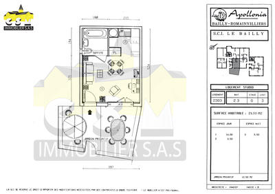 Appartement - 20 m² - 1 pièce