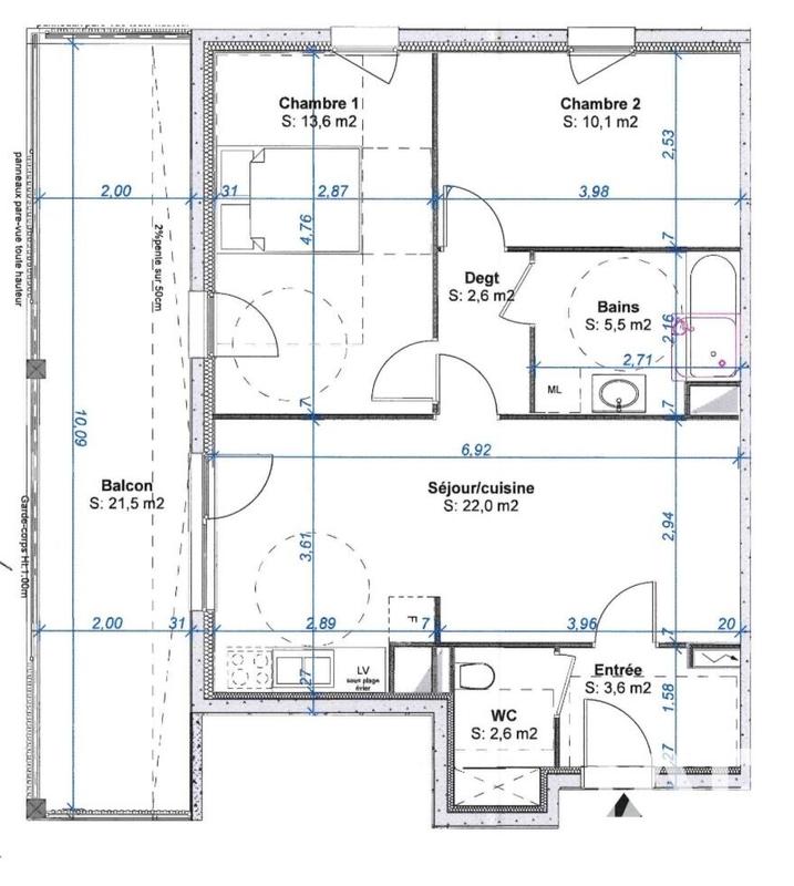 Appartement - 60 m² - 3 pièces