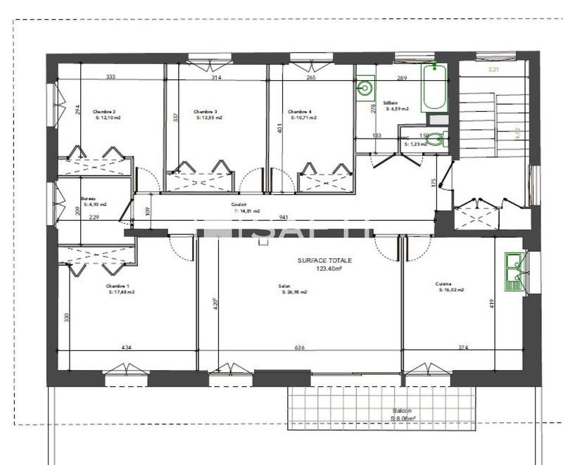 Appartement - 125 m² - 5 pièces