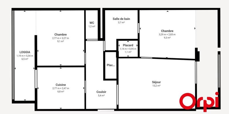 Appartement - 61 m² - 3 pièces