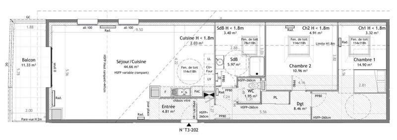 Appartement - 105 m² - 3 pièces