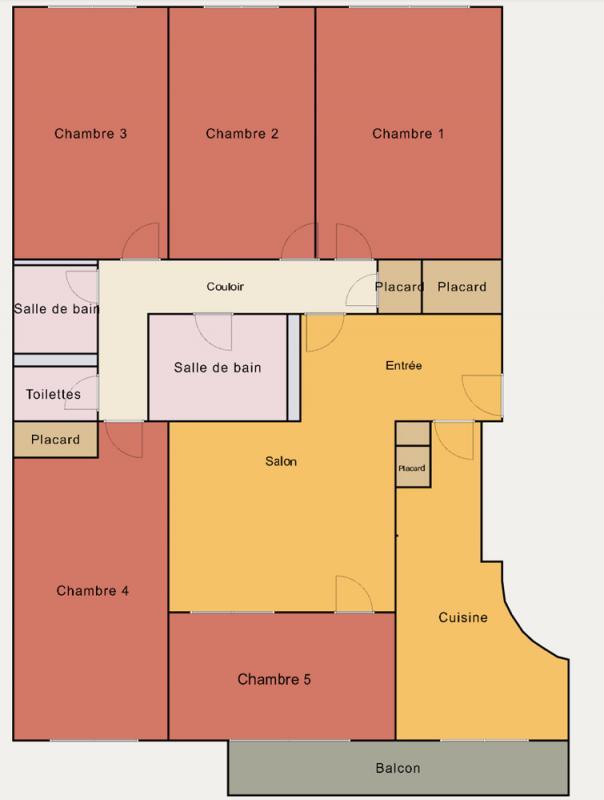 Chambre - 21 m² - 5 pièces