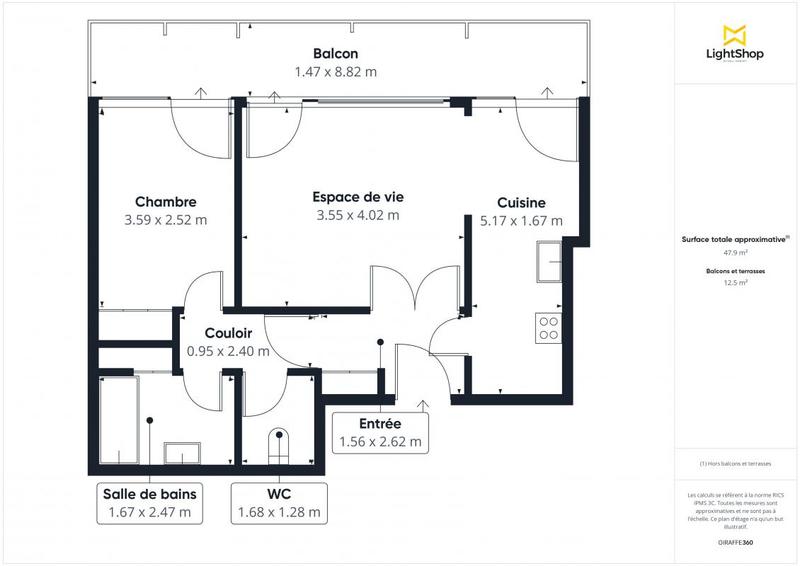 Appartement - 49 m² - 2 pièces