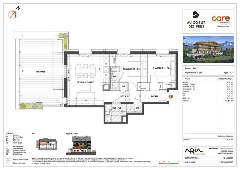 Appartement - 59 m² - 3 pièces