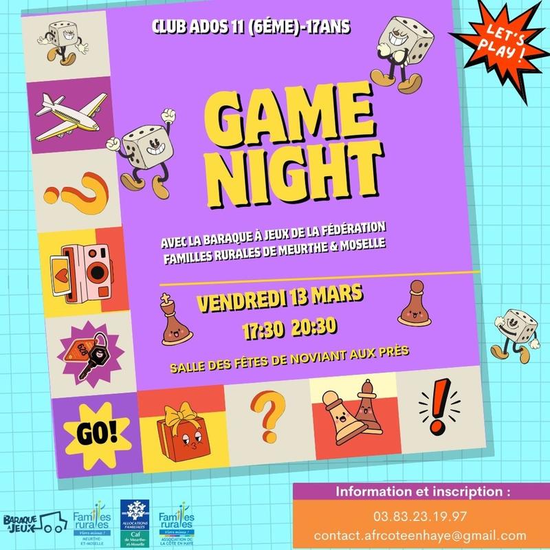 Game Night - Club ados - Noviant-aux-Prés