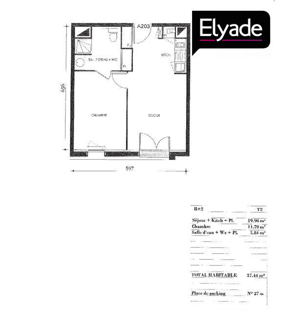 Appartement - 37 m² - 2 pièces