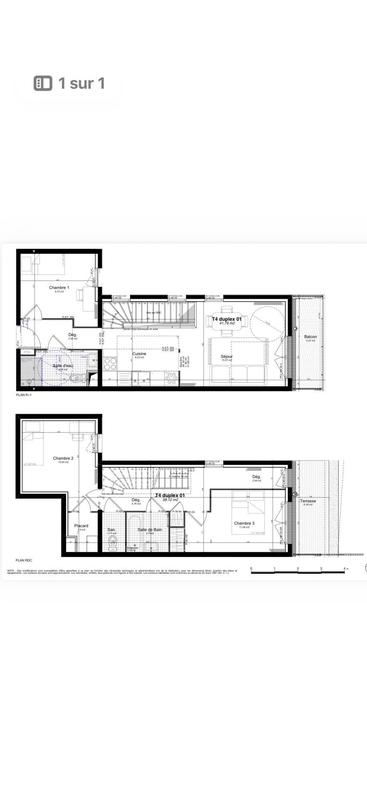 Duplex - 80 m² - 4 pièces