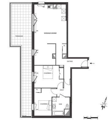 Appartement - 80 m² - 3 pièces
