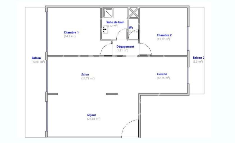 Appartement - 92 m² - 3 pièces