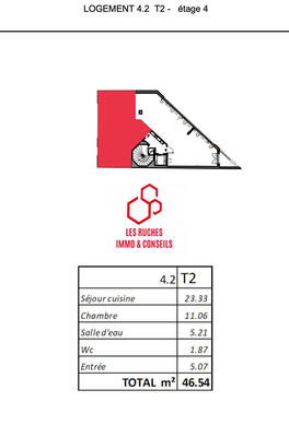 Appartement - 47 m² - 2 pièces