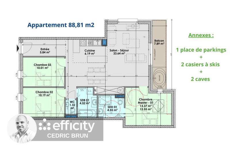 Appartement - 88 m² - 4 pièces