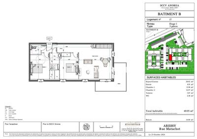 Appartement - 69 m² - 3 pièces