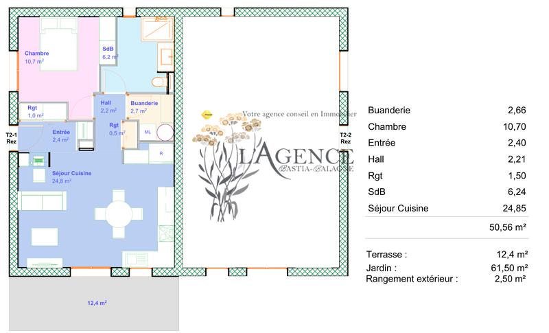 Appartement - 51 m² - 2 pièces