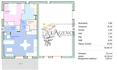 Appartement - 51 m² - 2 pièces