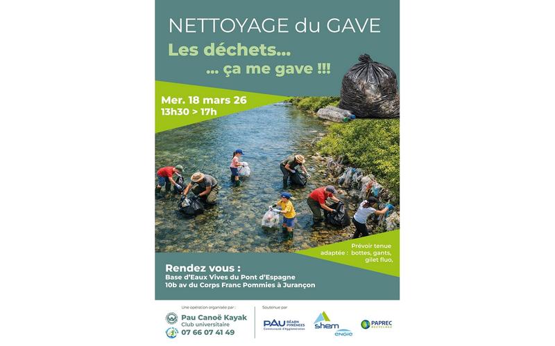 Nettoyage berges du gave "Les déchets ...ça me gave"