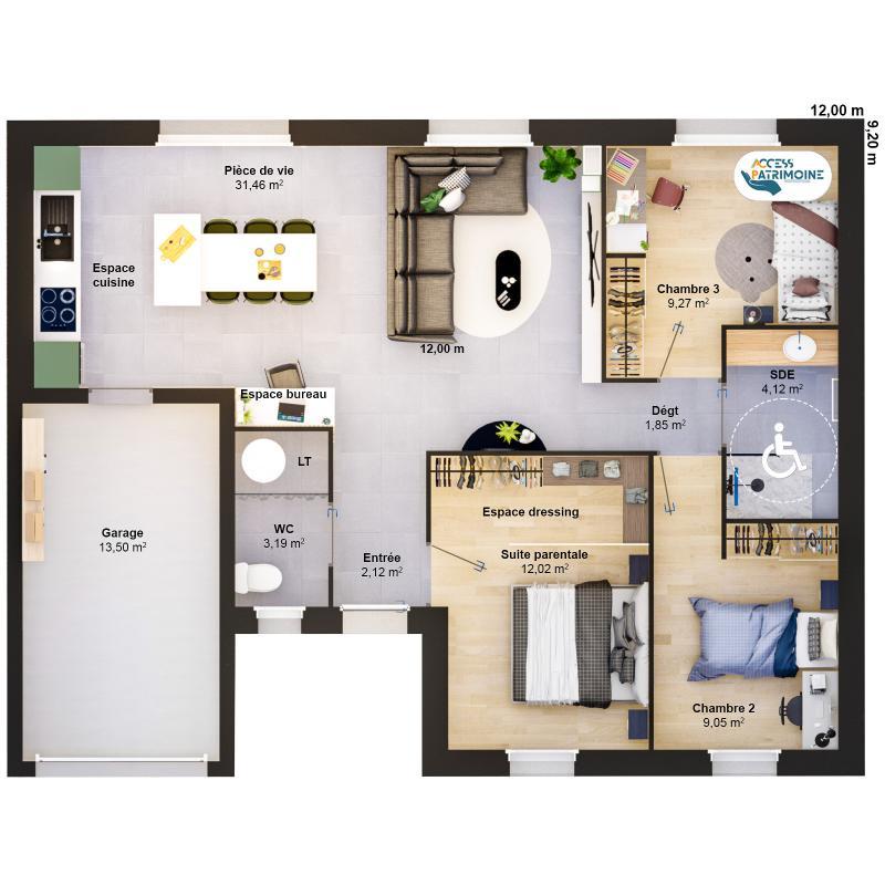 Maison - 73 m² - 5 pièces