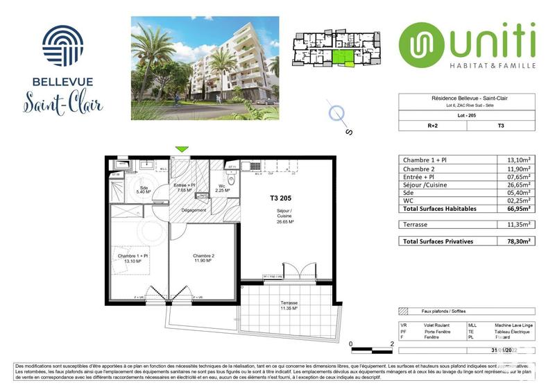 Appartement - 66 m² - 3 pièces