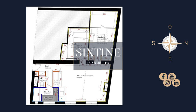 Appartement - 55 m² - 3 pièces