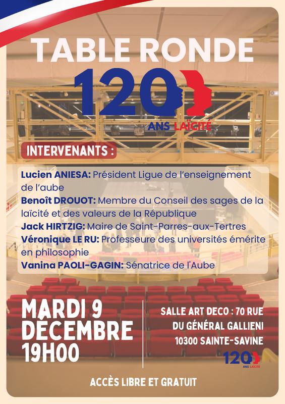 Table ronde : « La loi de séparation des Églises et de l’État au service de la République »