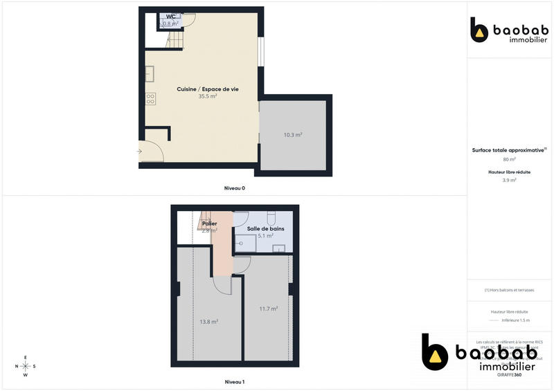 Appartement - 60 m² - 3 pièces