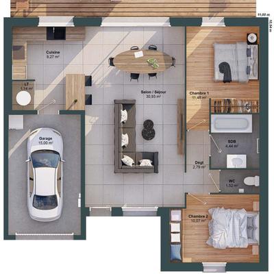 Maison - 72 m² - 4 pièces