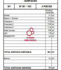 Appartement - 86 m² - 4 pièces