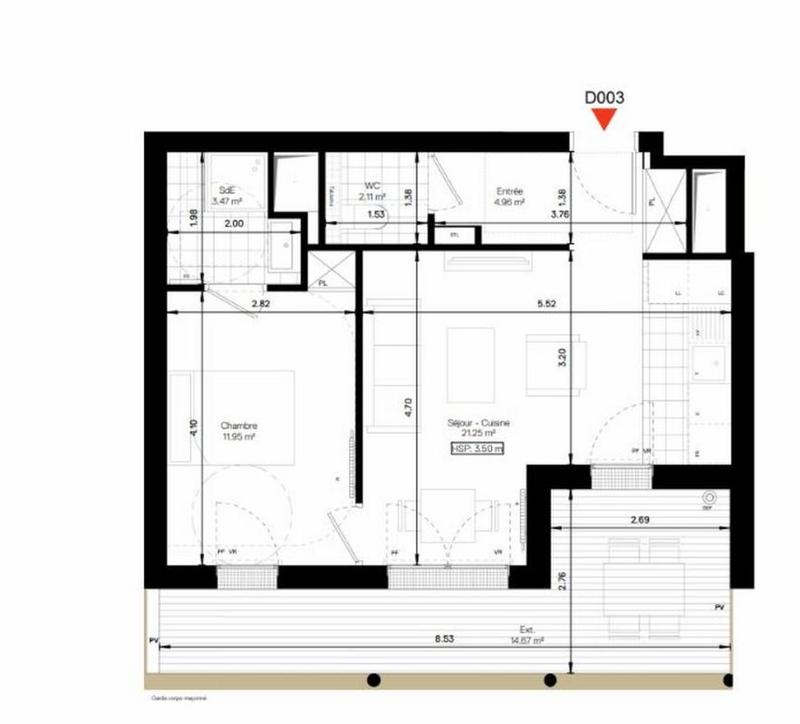 Appartement - 43 m² - 2 pièces