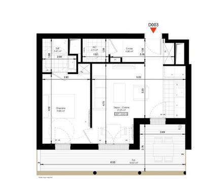 Appartement - 43 m² - 2 pièces