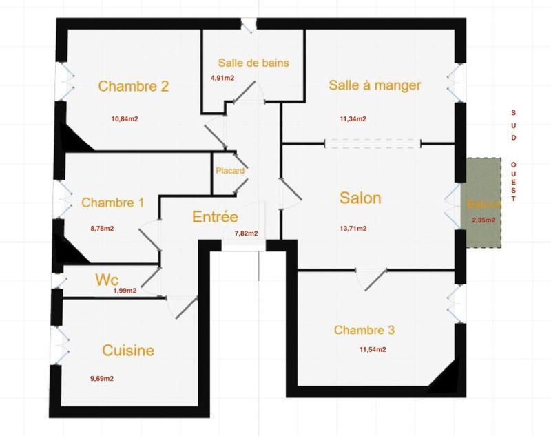 Appartement ancien - 80 m² - 5 pièces