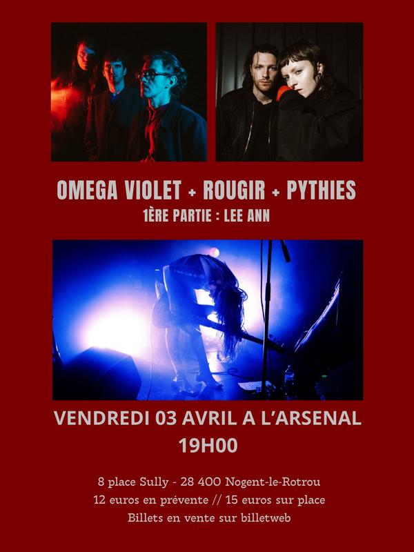 Soirée concert à l'Arsenal avec Omega Violet - Rougir - Pythies