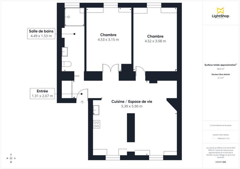 Appartement - 65 m² - 3 pièces