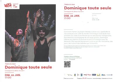 Spectacle Dominique toute seule au Théâtre Gérard Philipe