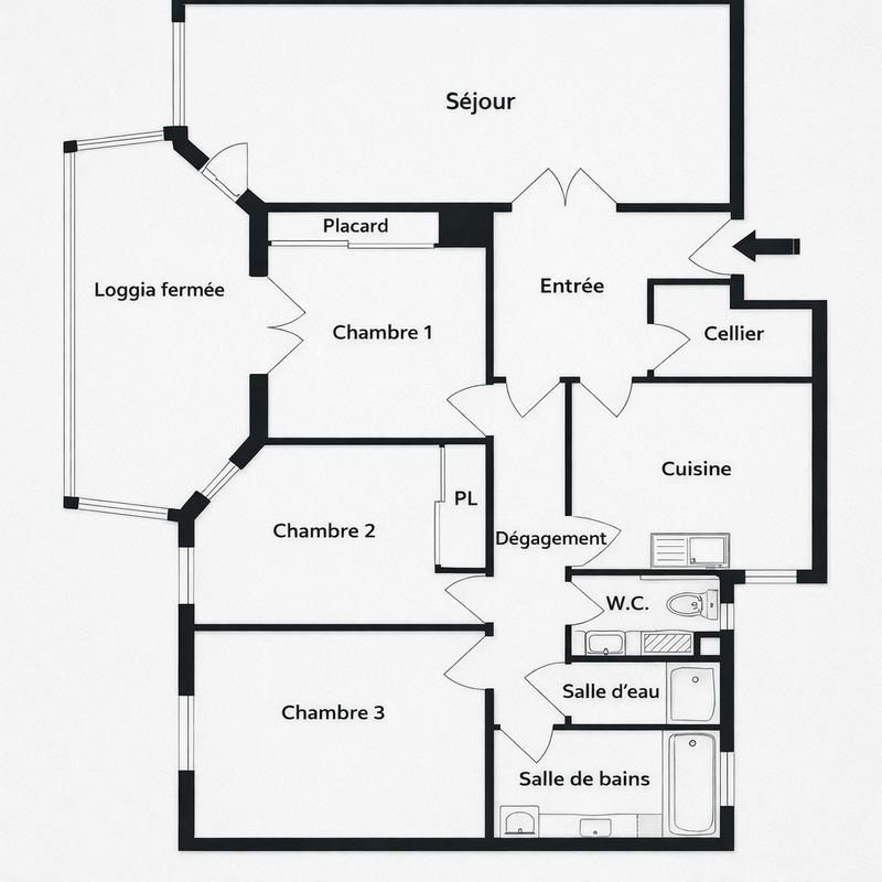 Appartement - 88 m² - 4 pièces