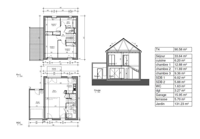 Maison - 90 m² - 4 pièces