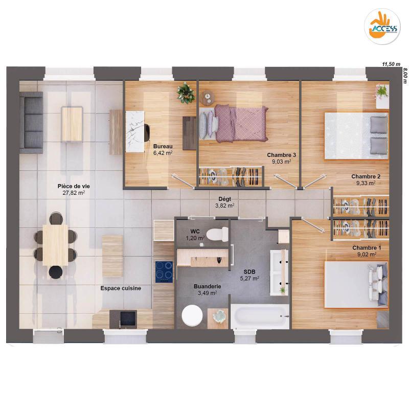 Maison - 75 m² - 6 pièces