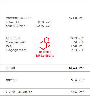 Appartement - 48 m² - 2 pièces