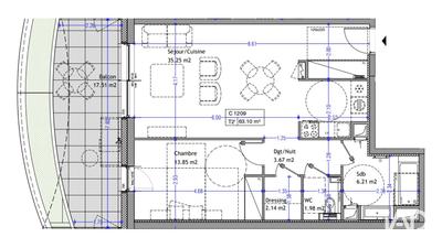 Appartement - 63 m² - 2 pièces