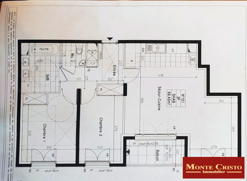 Appartement - 69 m² - 3 pièces