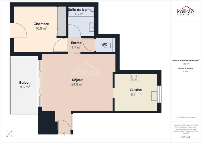 Appartement - 53 m² - 2 pièces