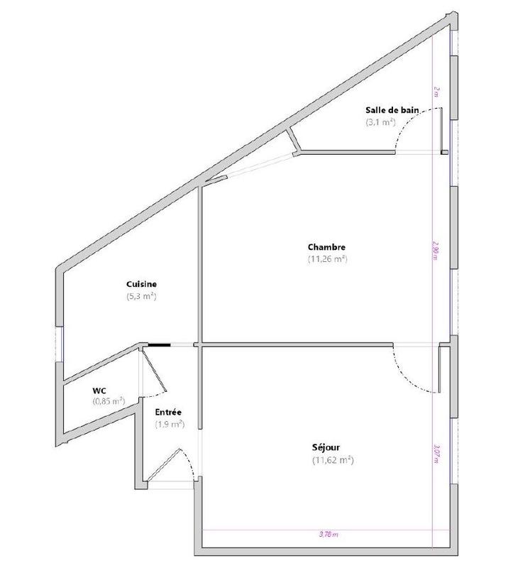 Appartement - 34 m² - 2 pièces