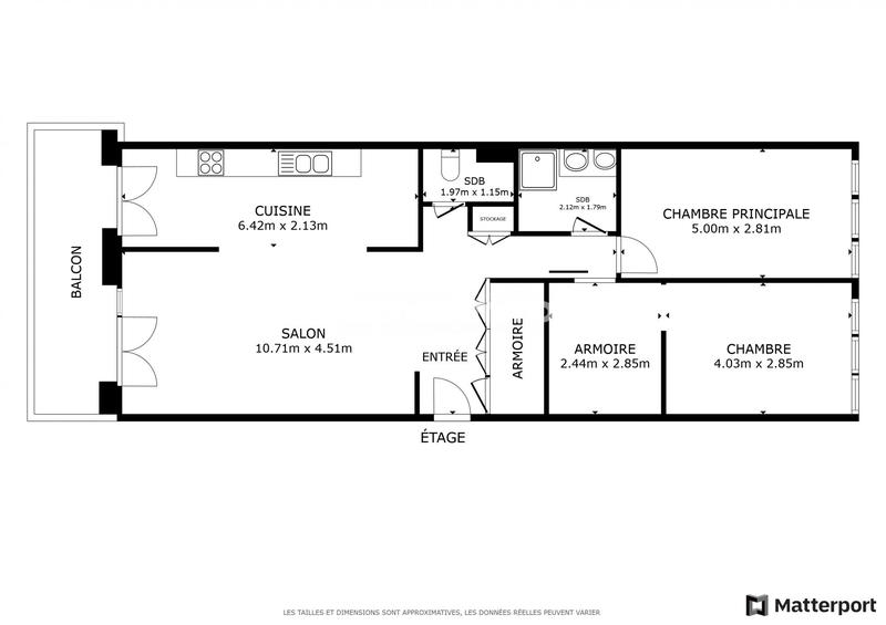 Appartement - 90 m² - 3 pièces