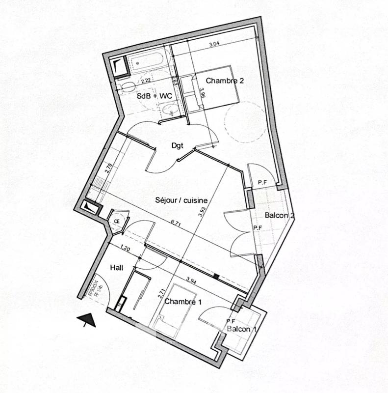 Appartement - 52 m² - 3 pièces