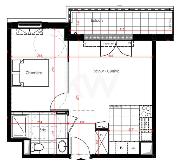 Appartement - 40 m² - 2 pièces