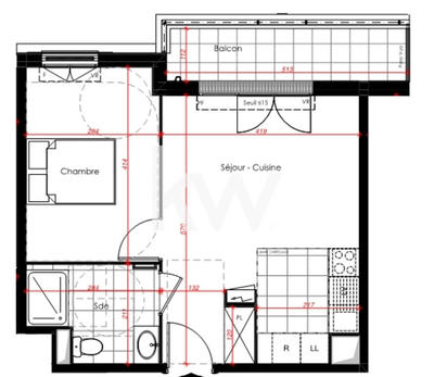 Appartement - 40 m² - 2 pièces